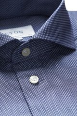 Eton Blue Geometric Twill Shirt
