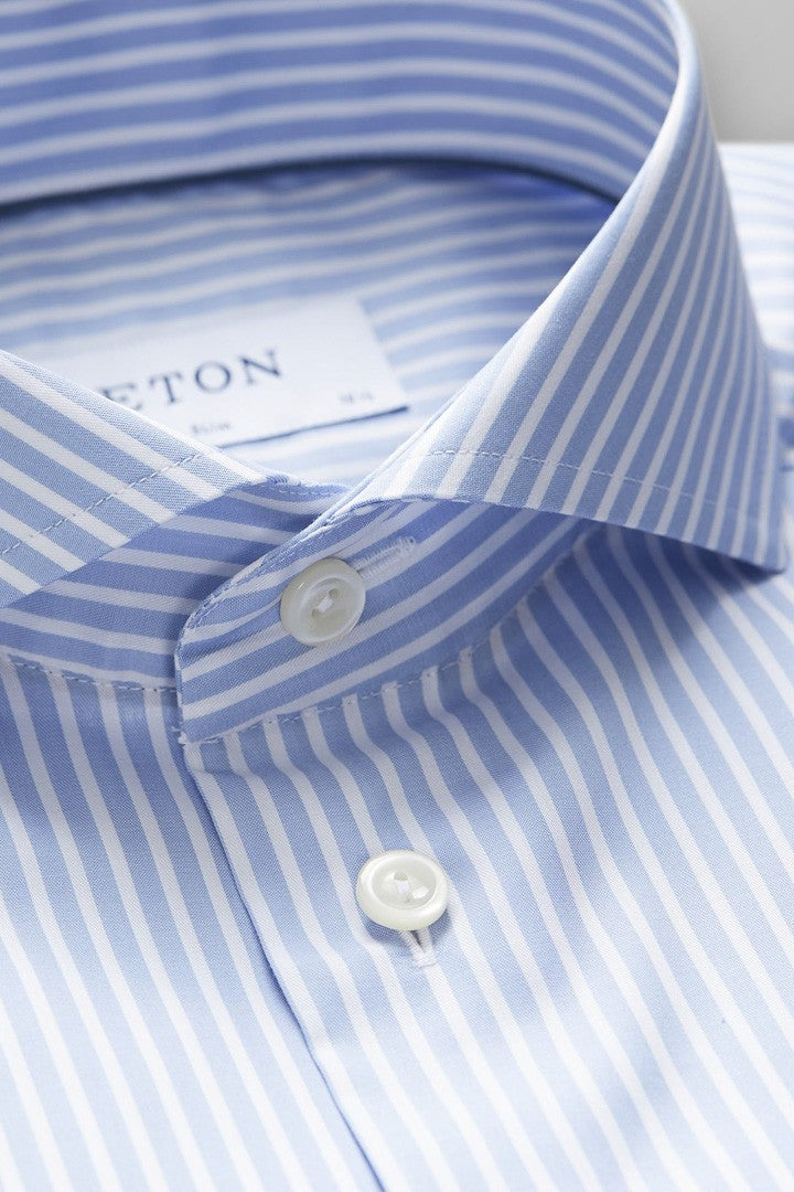 Eton Blue Striped Mechanical Stretch Shirt
