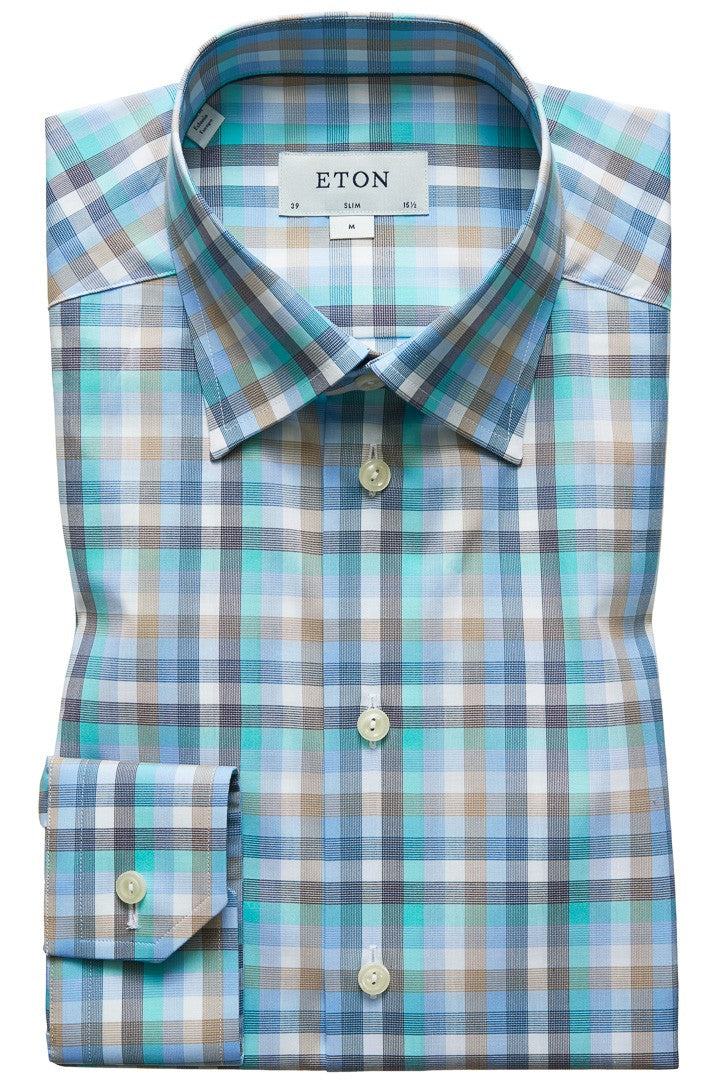 Eton Spring Check Button-Under Shirt