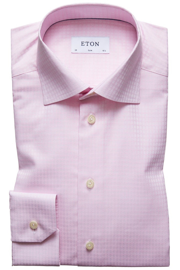 Eton Pink Woven Dots Shirt