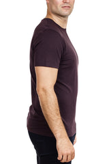 Patrick Assaraf Short Sleeve Stretch Pima Cotton Crew in Blackcurrant