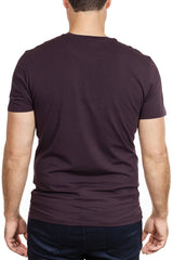 Patrick Assaraf Short Sleeve Stretch Pima Cotton Crew in Blackcurrant