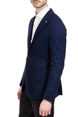Tagliatore Two-Button Jersey Cotton Blazer in Blue