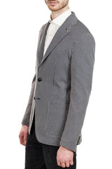 Tagliatore Two-Button Jersey Cotton Blazer in Grey